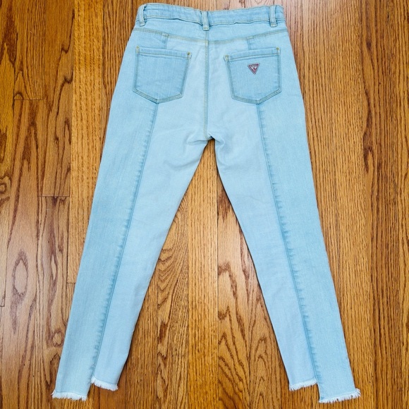 Guess big girls two tone denim blue high low raw hem preppy jeans - Picture 14 of 15